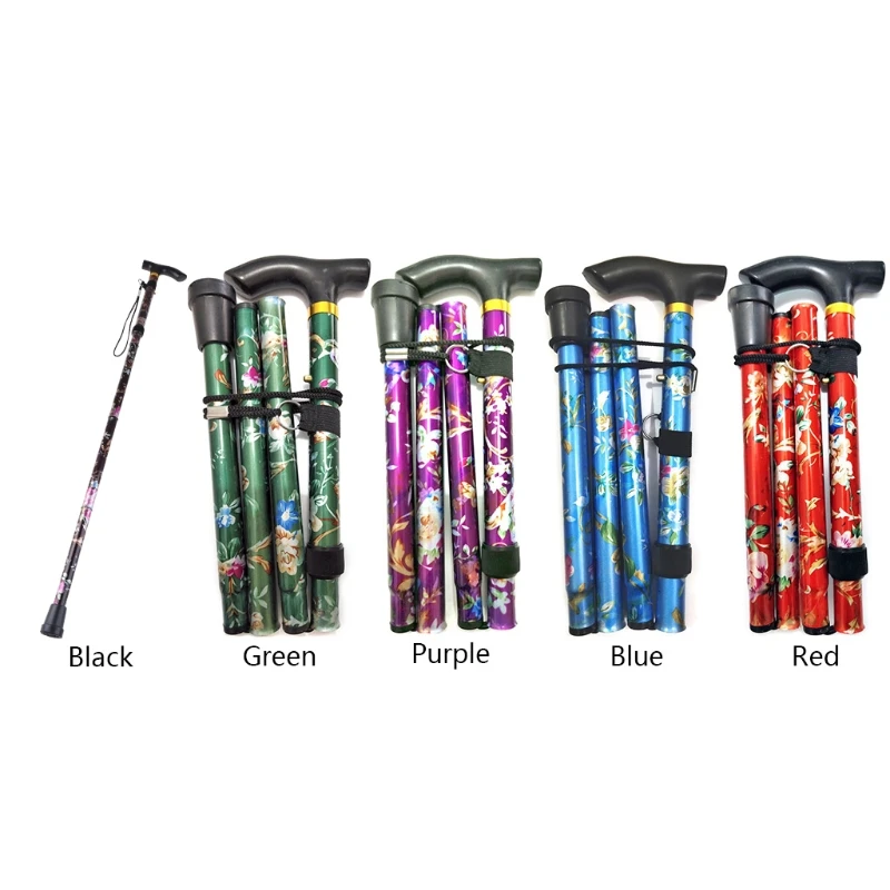Walking Cane for Women Men Adjustable Heights Self Standing Folding Portable Collapsible