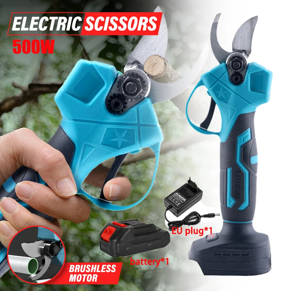 Cordless Electric Pruning Shears Electric Garden Scissors Garden Tool Pruner Fruit Tree Branch Cutter for Makita Battery