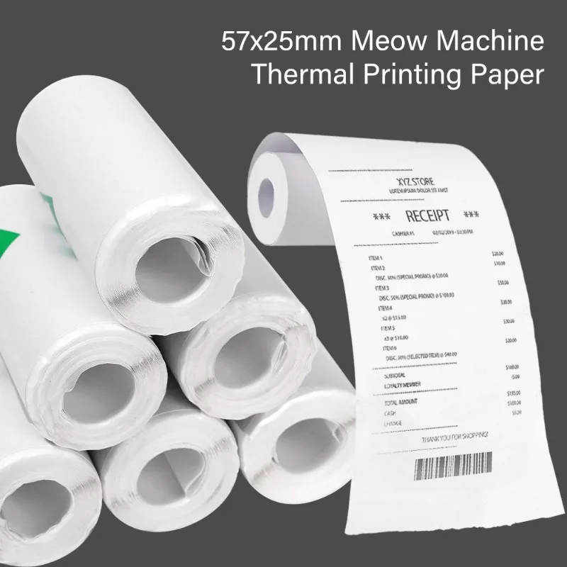 5Rolls Printer Paper 57x25mm Thermal Paper Label Sticker Colorful Adhesive Self-adhesive Paper for Inkless Student Study Printer