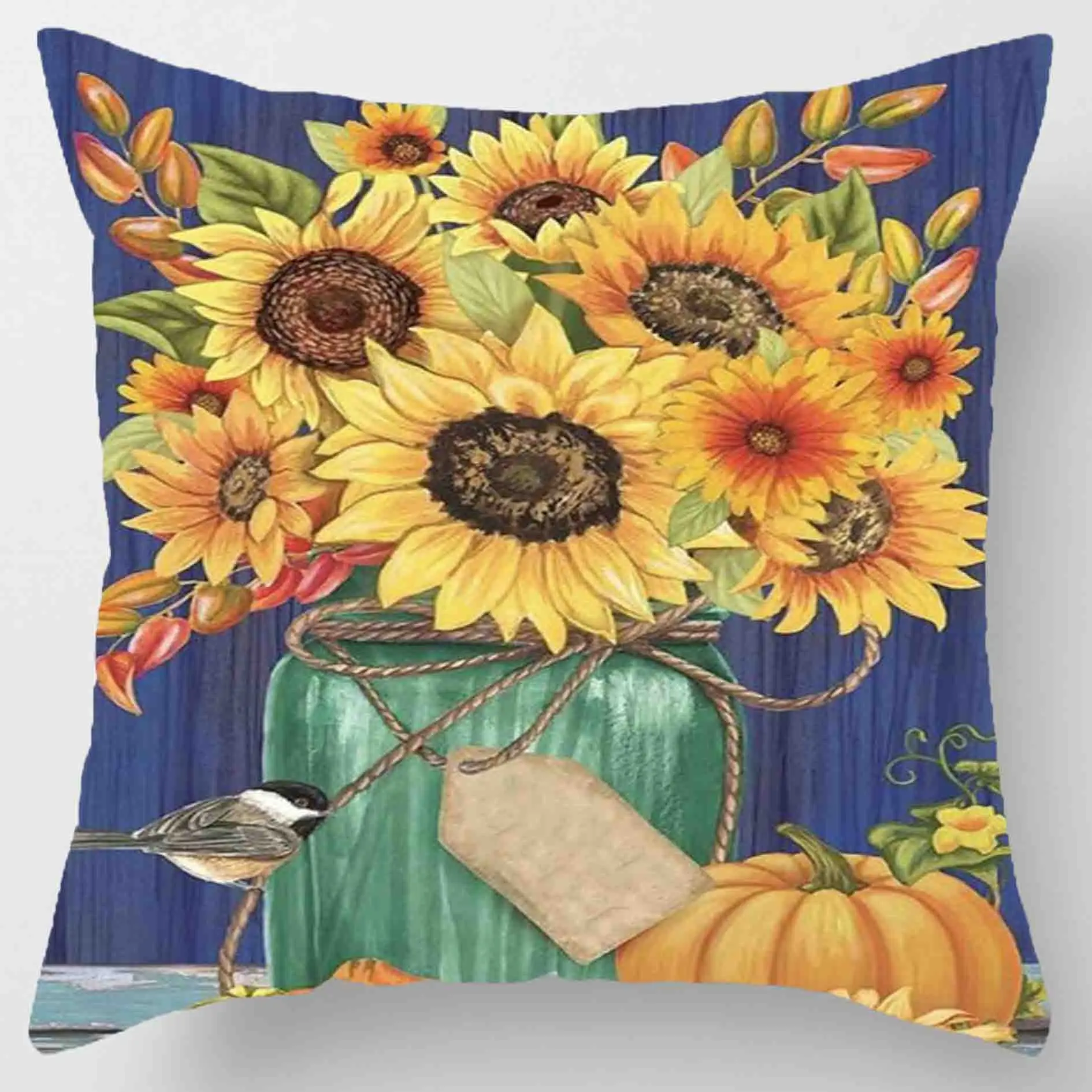 thumbnail image 1 of Nueva funda de almohada de 45*45 cm, funda de almohada de abrazo de idioma, funda de almohada de Acción de Gracias de enano feliz, decoración de granja adecuada para sofá, arena, decoración del hogar, 1 of 5