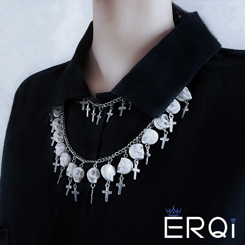 

2024 New Skull Cross Necklace Punk Style Men And Women Copper Alloy Jewelry Party Gift