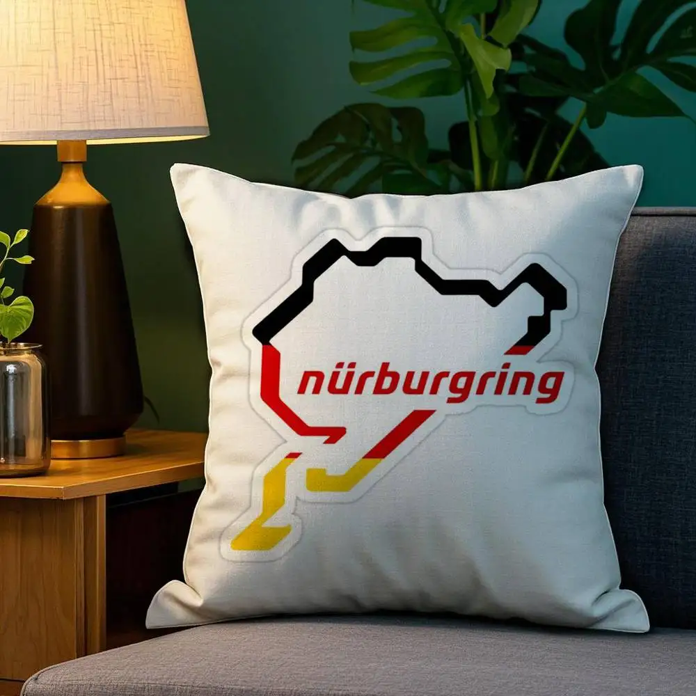 Nurburgring Sport Car Plush Pillow Cover - Soft Double-Sided Print Cushion Accent