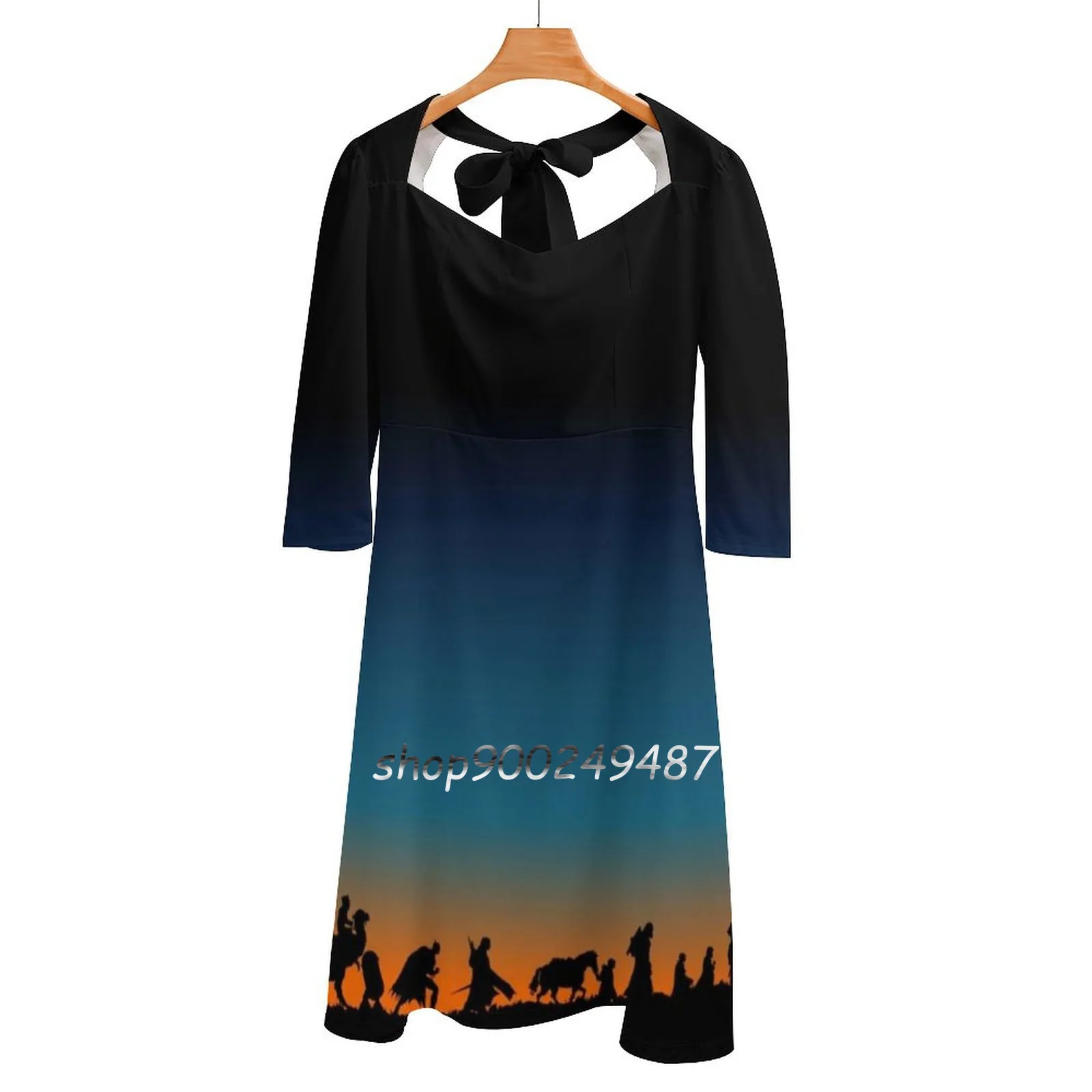 

The Fellowship Of The Geek At Dawn Square Neck Dress Cute Loose Print Dresses Elegant Beach Party Dress Lotr Tolkien Middle