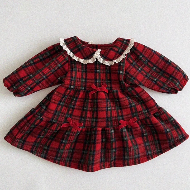 Cute Autumn Kids Dress for Girls with Lace and Bow