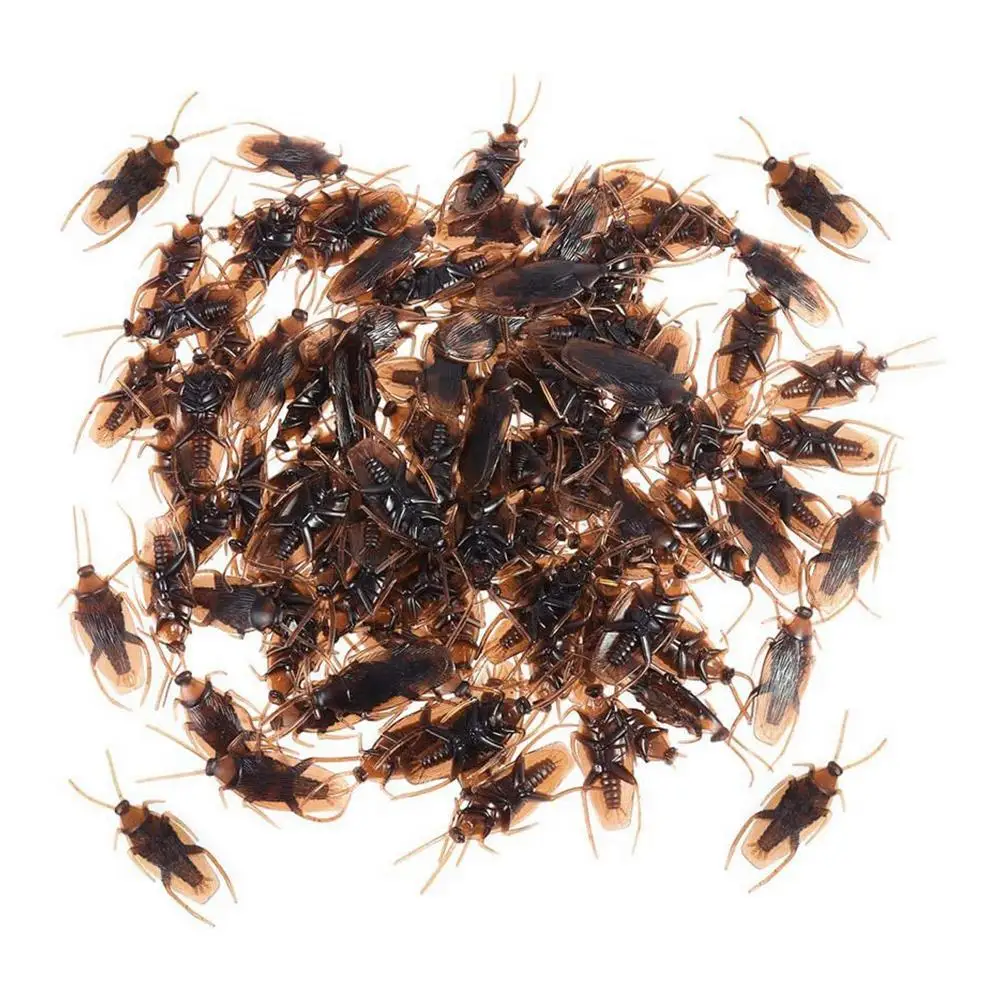 

10pcs Simulation Fake Rubber Cock Cockroach Roach Bug Roaches Toy Special Lifelike Model Prank Funny Trick Joke Toys