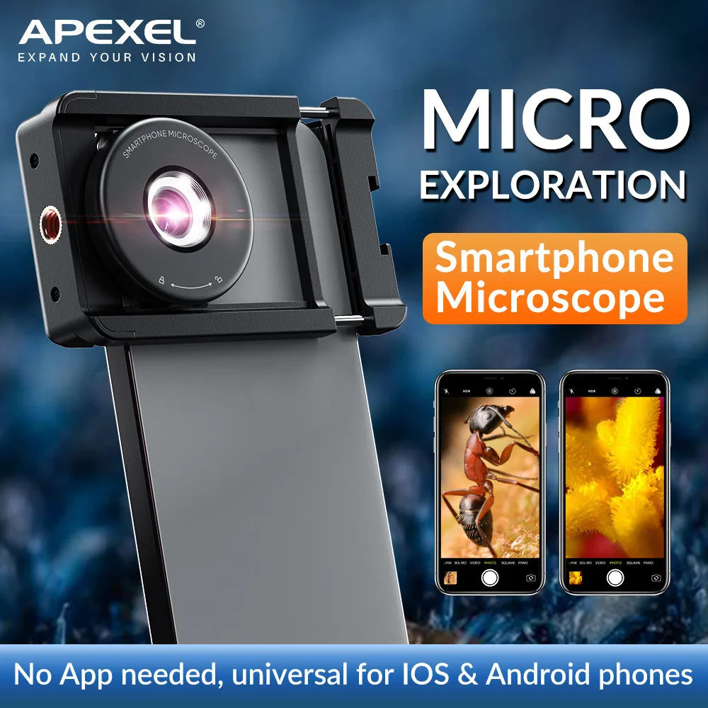 APEXEL HD Portable 100X Microscope Lens for Mobile Phone Magnifier