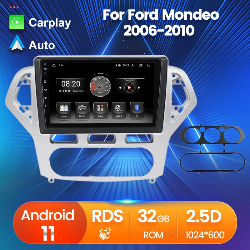 

Android 11 All In One Navigation Car Audio Auto+Carplay For Ford Mondeo 2006-2010 GPS Track Stereo Video Player Radio RDS FM BT