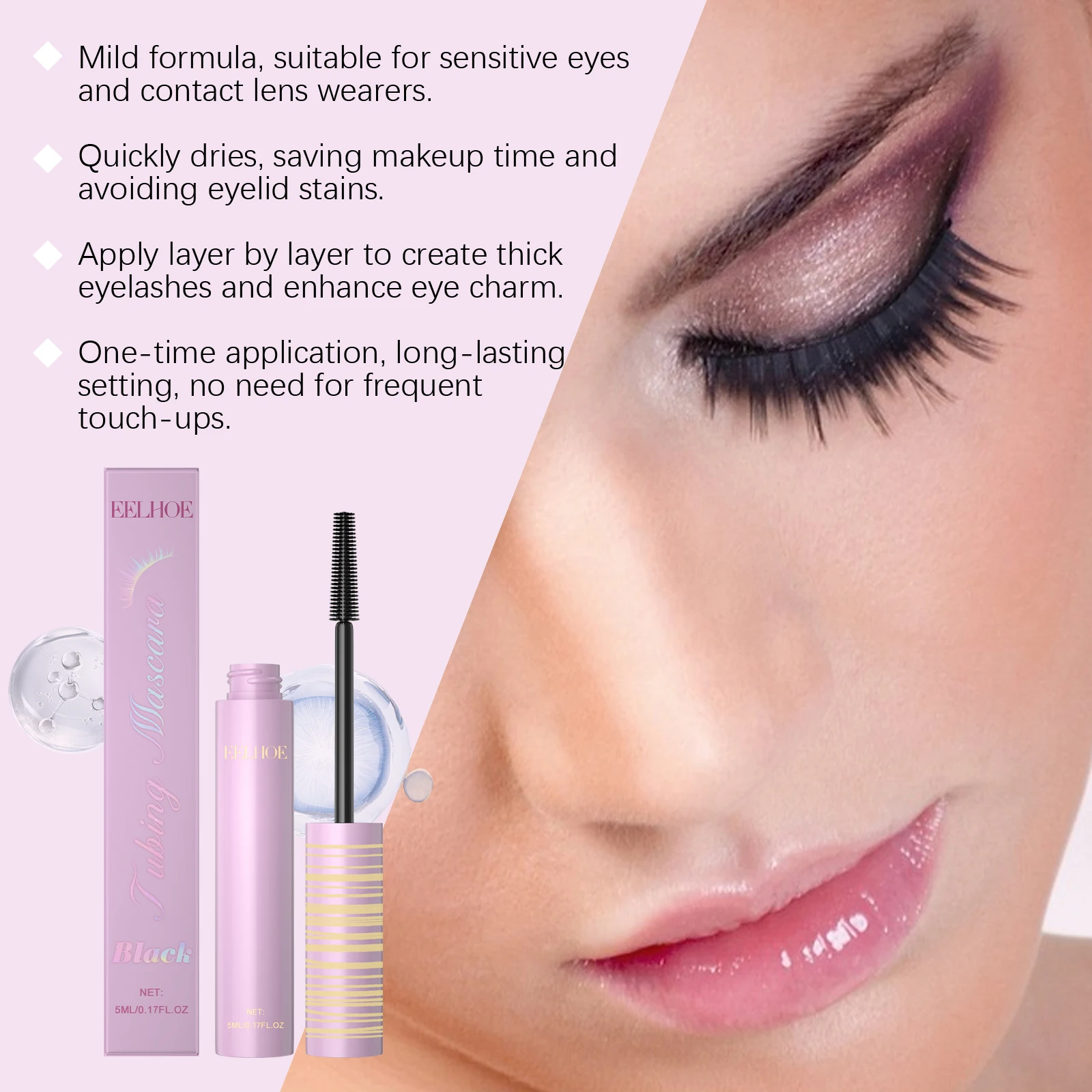 Black Mascara Smudge Proof Long Lasting Lash Volumizing Makeup_voghion.com