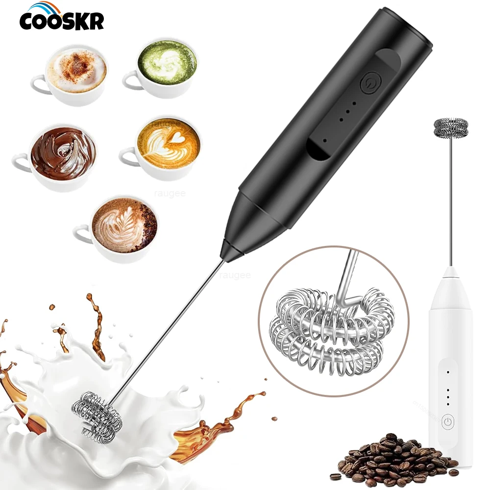 Electric Portable Handheld Milk Frother and Coffee Blender for Creamy Lattes and Cappuccinos