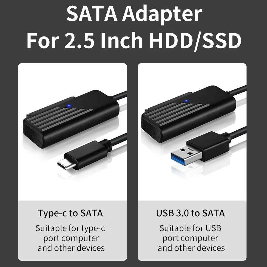 SATA to USB 3.0 어댑터 타입 C to SATA 케이블 5Gbps 고속 데이터 전송 2.5인치 HDD 하드 드라이브 SATA 어댑터