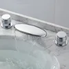 Brass Split  Style 3 Hole Basin Waterfall Faucet 5 Hole Waterfall Bathtub Faucet With Hand Shower Hot Cold Mixer Waterfall Tap 2