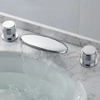 Brass Split  Style 3 Hole Basin Waterfall Faucet 5 Hole Waterfall Bathtub Faucet With Hand Shower Hot Cold Mixer Waterfall Tap 2