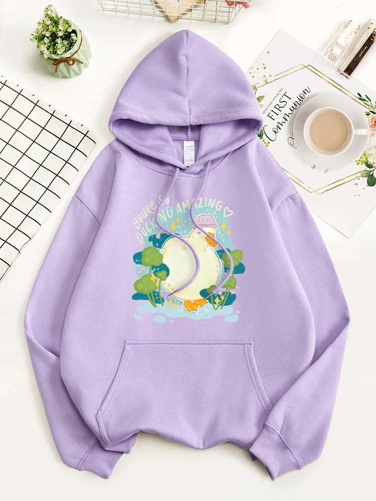 

You Are So Ducking Amazing Men Hooded Hip Hop Street Warm Sweatshirts Casual Quality Streetwear Loose Simple Female Pullovers