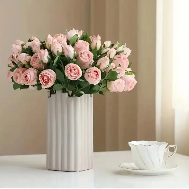 Elegant Retro Artificial Roses Bouquet for Bridal and Home Decor
