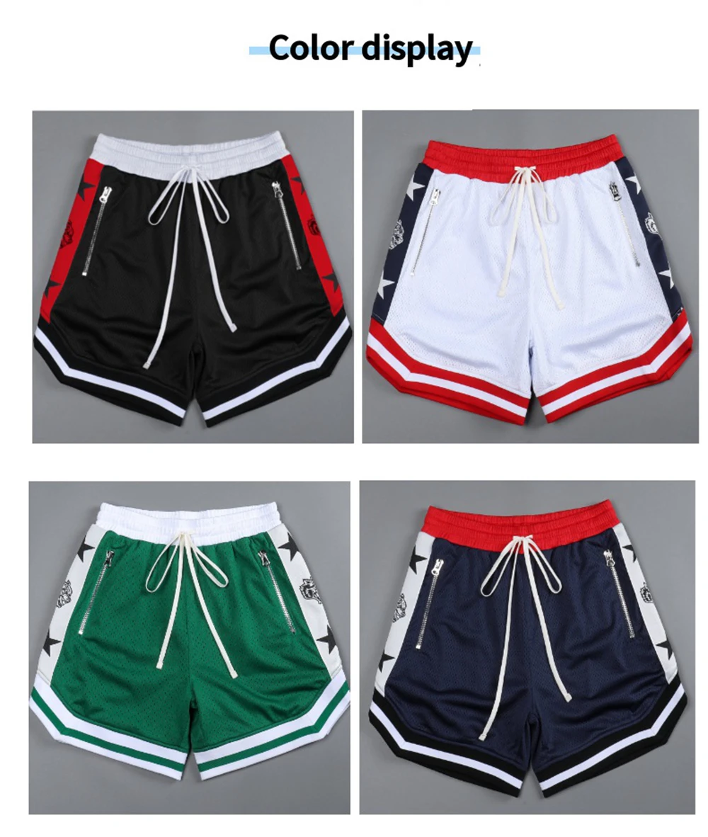 Mens Breathable Basketball Shorts White Printing Mesh Fitness Sports Leisure Workout Sport Pants Outdoor Running Training Shorts 3