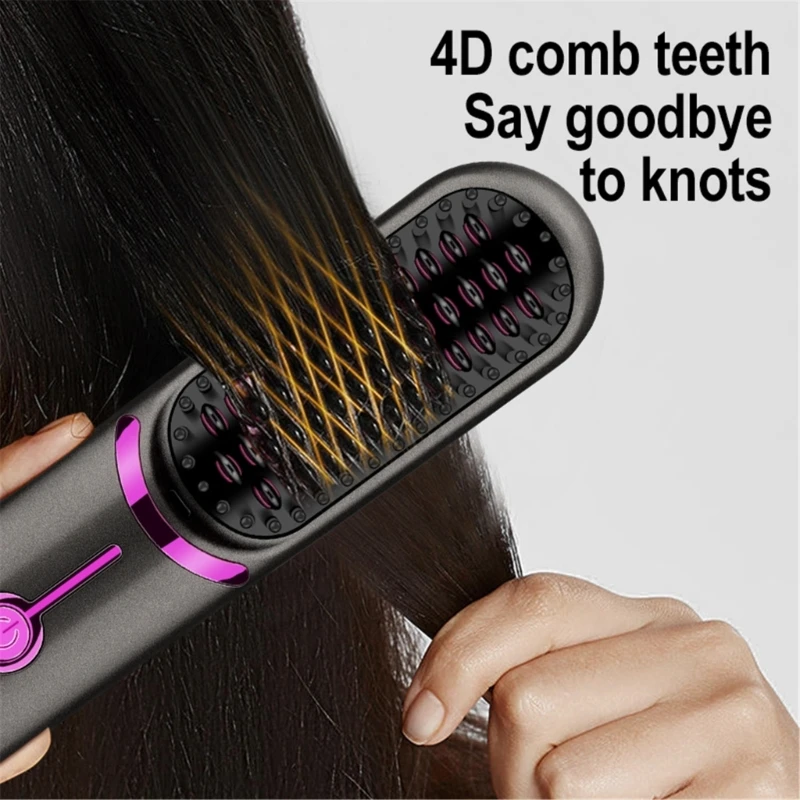 Hair Straightener Straightener Brush Styler Cordless Hair Straightener Brush Portable Women Lightweight Rechargeable