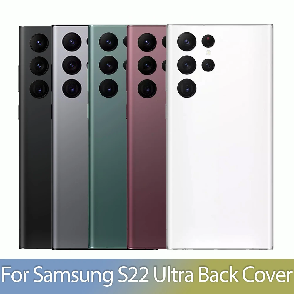 삼성 갤럭시 S22 울트라 후면 커버 배터리 백 커버 유리 패널 후면 도어 하우징 케이스 카메라 렌즈 교체용 S22U