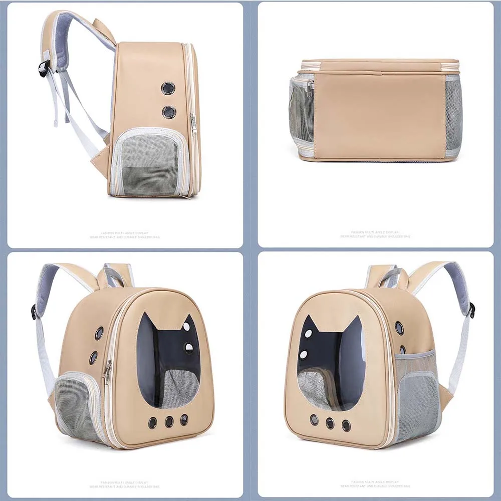 Cat Carrier Bag PU Portable Travel Outdoor Backpack for Cat Small Dogs Transparent Breathable Carrying Shoulder Bag pet carrier backpack pet bag pet carrier bag Pet Supplies