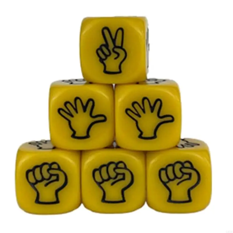 G6DE 10Pcs 6 Sided Acrylic Dices 20mm Rock Paper Scissor Game Dices Finger Guessing Game Drinking Party Toy