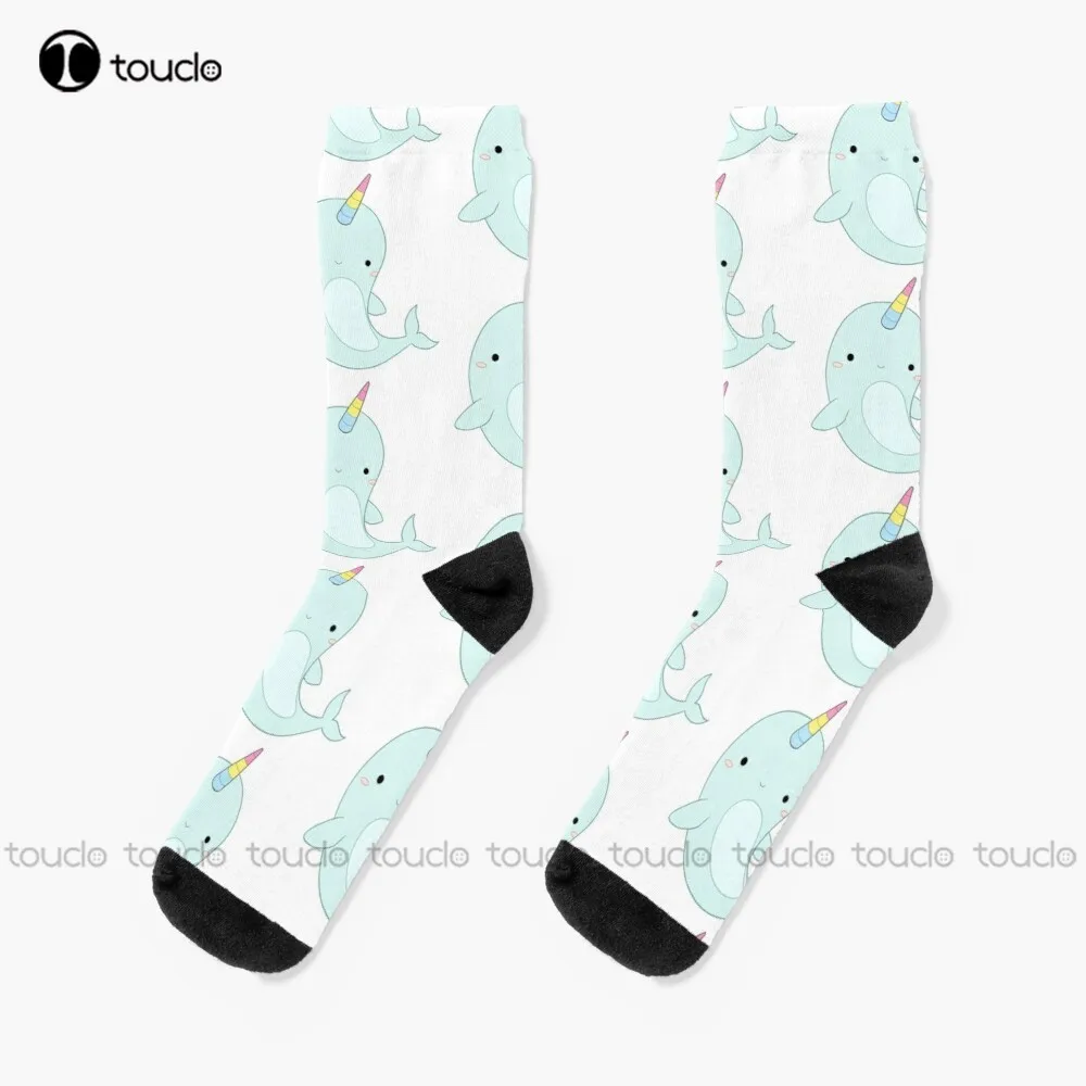 

Pride Narwhal (Pansexual) Socks Funny Art Streetwear Colorful Cartoon Socks Cute Pattern Funny Autumn Cartoon 360° Digital Print