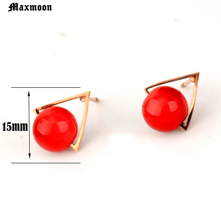 여성용 빨간 가넷 스톤 스터드 귀걸이, 귀여운 작은 원형 볼 귀걸이, 여아 및 어린이용 미니멀리스트 쥬얼리 펜디엔트 피어싱 