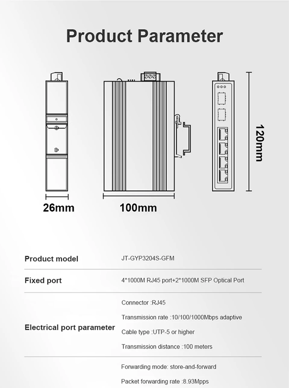 100 1000mbps + 2 slots gigabit sfp,