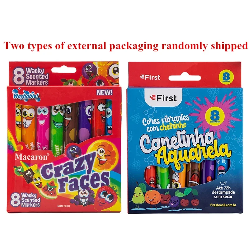 Washable Watercolor Pen 8Colors/Set Washable Macaron Wacky Scented Markers Soft Tip Fruit Aroma Eye Protection Key Marker Pen Writing Supplies