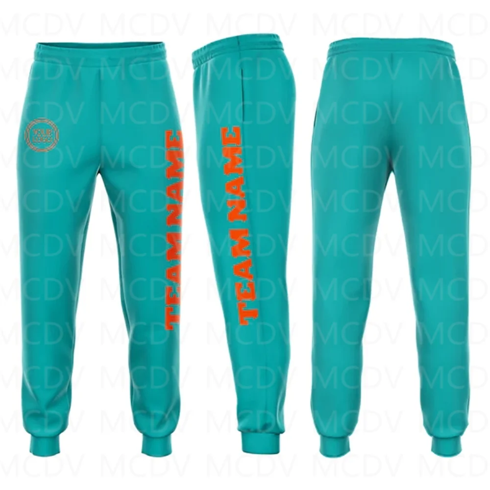 

Custom Aqua Orange Fleece Jogger Sweatpants 3D Printed Casual Unisex Jogging Trousers Loose Sports Pants