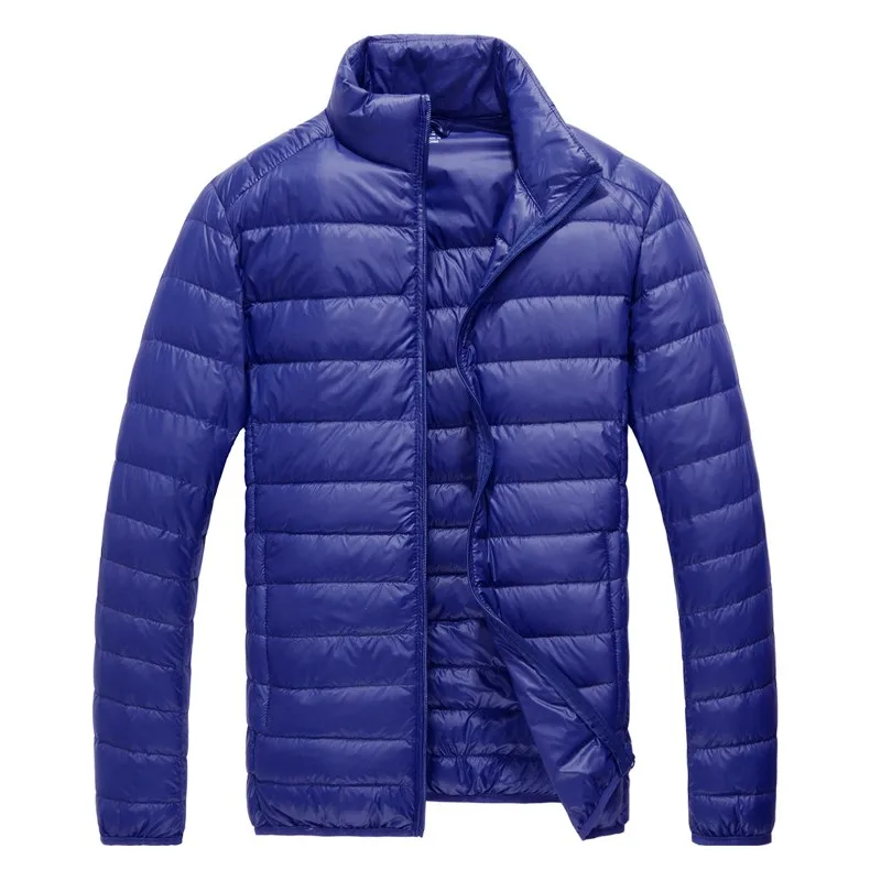 Autumn Mens Down Jacket Male Coat High-end Brand White Duck Down Light Thin Fashion Solid Color Slim Casual Stand Collar down jacket mens jacket