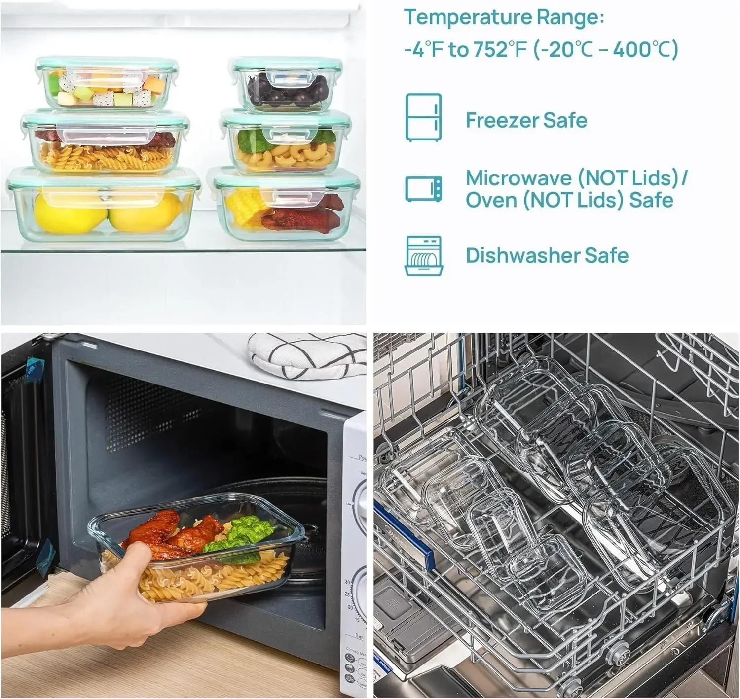 Premium Glass Lunch Bento Box for Adults - Microwave & Dishwasher Safe Food Storage Container with Lids for Office Meal Prep