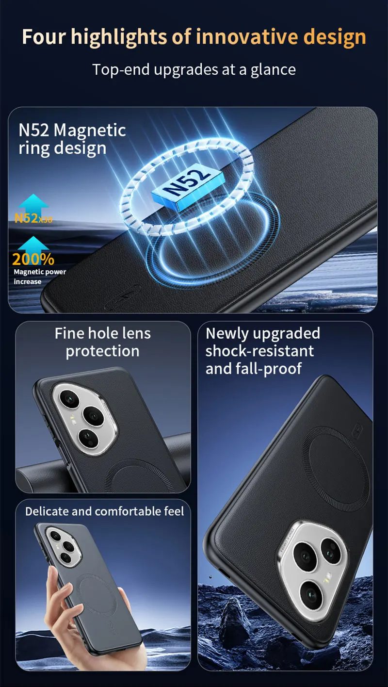 Für Honor 400 Pro Fall Magnetische Leder Schild Abdeckung Für Honor 400 Pro Hohe Qualität Anti-Fingerprint Nicht-Slip PC + TPU – Detail 6