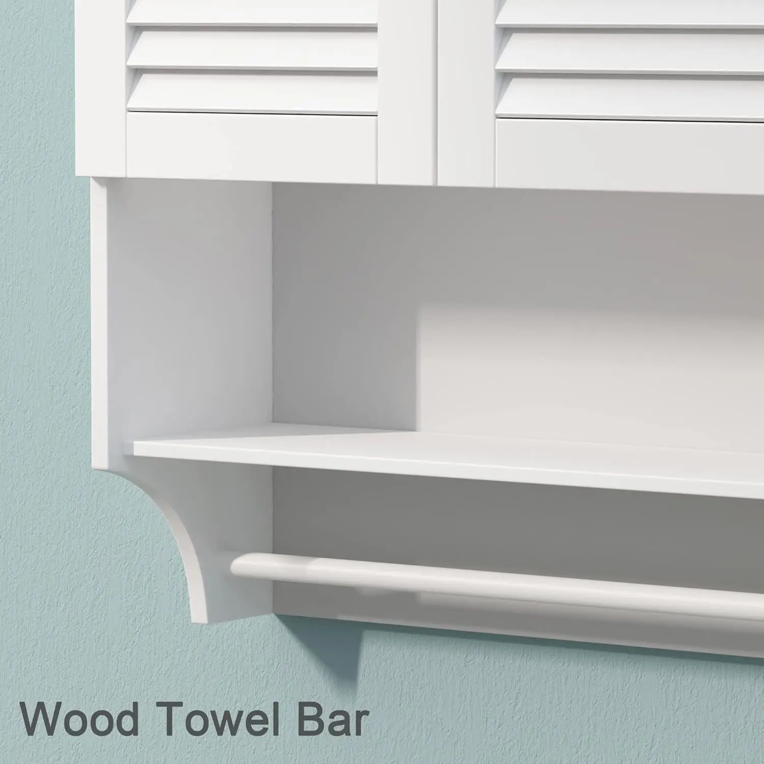 Medicine Cabinet with Towel Bar. 23.6"L x 8.9"W x 29.3"H. MDF Material. Over-Toilet Storage. White.