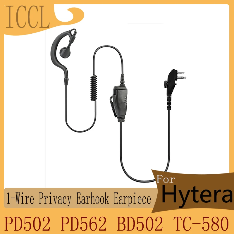 

ICCL-1-Wire Privacy Earhook Earpiece and Mic,Surveillance Headset for HYT Hytera PD502 PD562 BD502 and TC-580 Two Way Radios