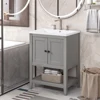 [VIDEO] 24" Grey Modern Sleek Bathroom Vanity Elegant Ceramic Sink With Solid Wood Frame Open Style Shelf (OLD SKU: JL000004AAE) 4
