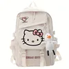 MINISO Large Capacity Hello Kitty Backpack Fashion Kawaii School Bag Waterproof Nylon Fabric for Girl Student 5