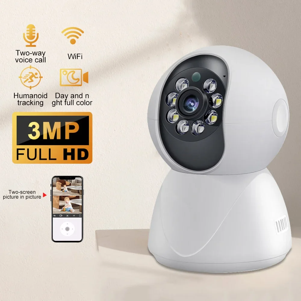 Indoor WiFi Camera 3MP Surveillance Camera Mobile Phone Remote Network Dome Machine Wireless Home Camera  Smart Baby Monitor