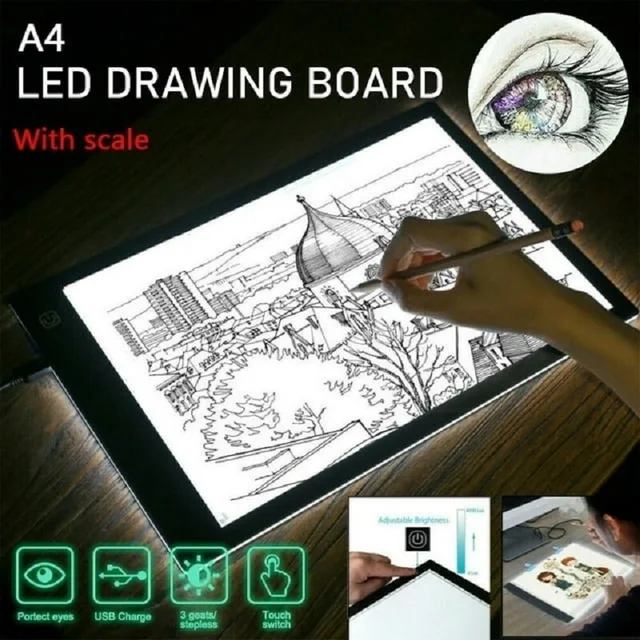 Bloc-notes à lumière LED réglable pour enfants, tableau à intensité variable, bloc-notes de dessin et de copie, table de peinture cancers, cadeau de jouets dos, 3 niveaux 5