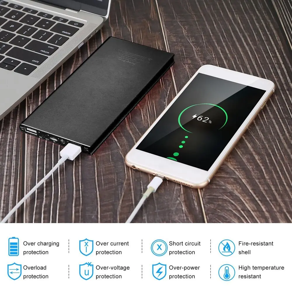 20000mAh 5V/2.1A Portable Power Bank Battery Pack for Heated Vest Jacket Pants Socks USB Power Bank for phone with Flashlight 5