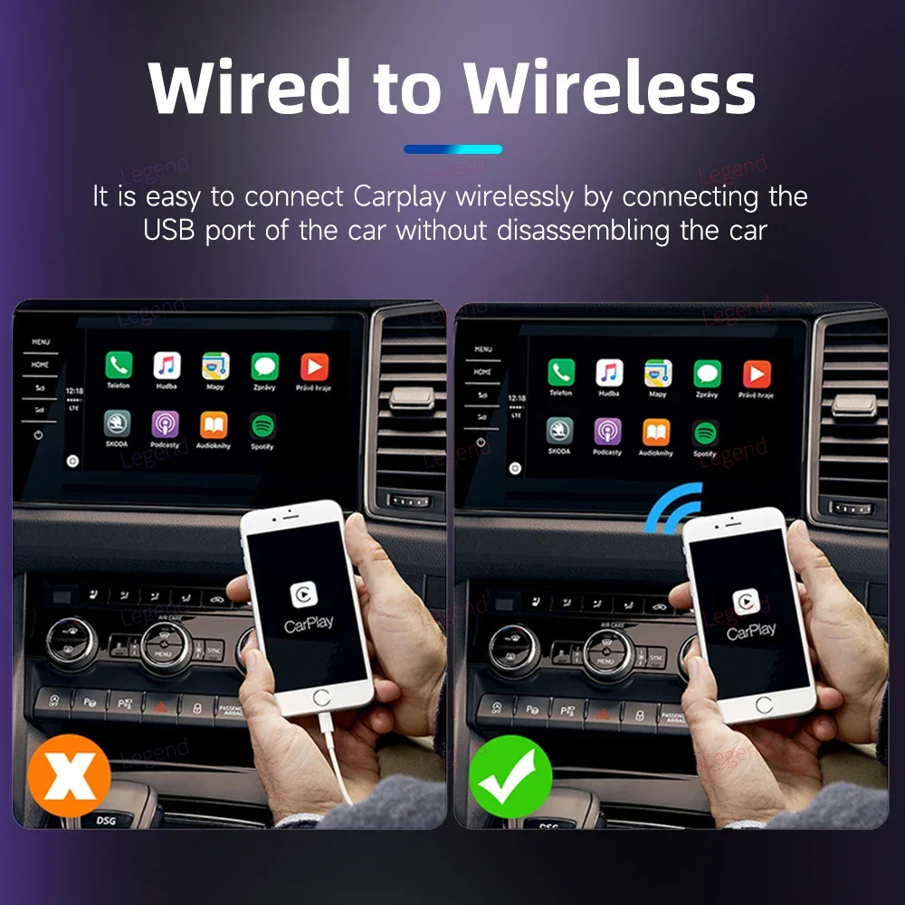 Smart AI Box New Mini Carplay Wireless Adapter Car OEM Wired Carplay to Wireless USB Dongle Bluetooth Wifi Automatic Connection