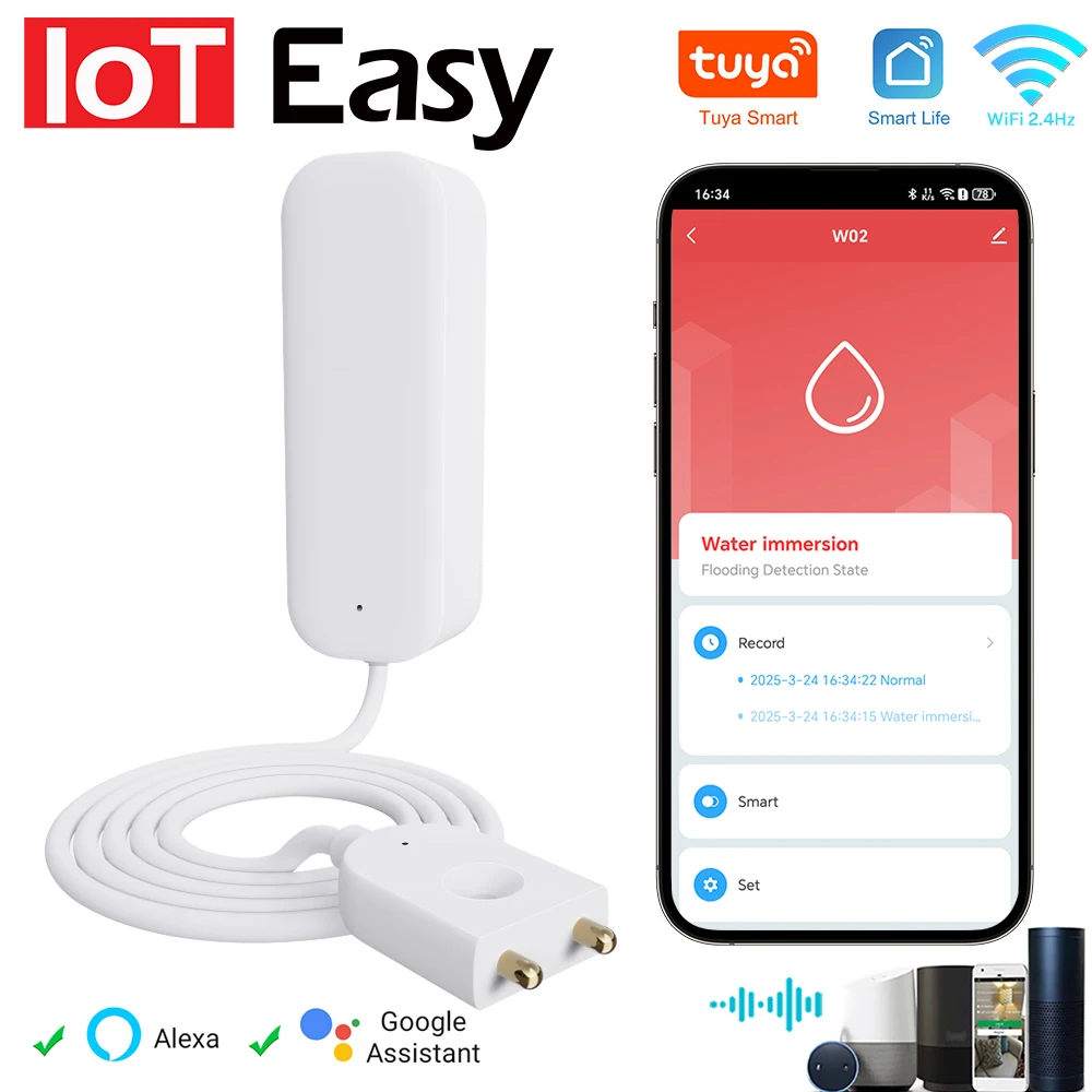Tuya Smart WIFI Water Leakage Sensor Alarm Water Level Detector Flood Leakage Sensor APP Remote Control Security Alarm System