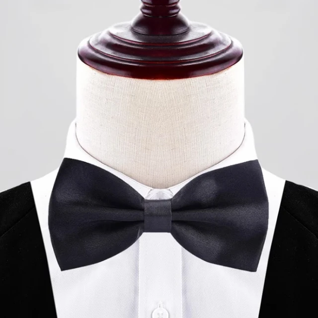 SXH 1pcs Men's Black Bow Tie Classic Bow Tie for Men Burgundy Black Wedding Groom Groomsman Formal Accessory 2