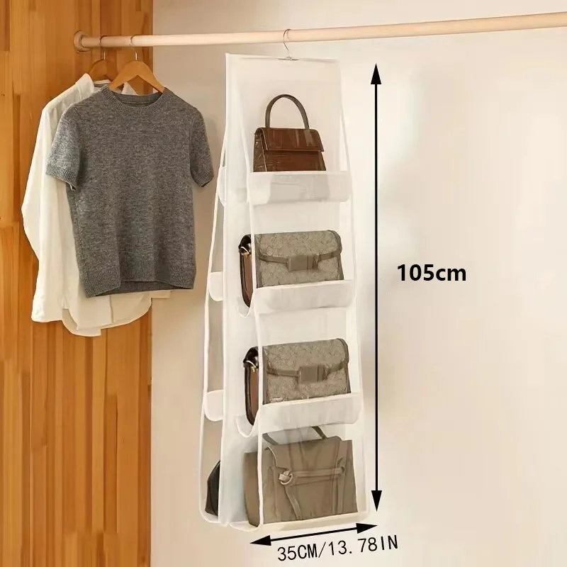 For Wardrobe Closet Transparent Storage Bag Hanging Handbag Organizer Door Wall Clear Sundry Shoe Bag with Hanger Pouch hanging storage bag