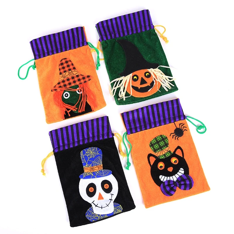 4 Piece Halloween Candy Bags Decorations Indoor Scary Halloween Horror's Party To Candy Bag Cloth Scary Party Supplies
