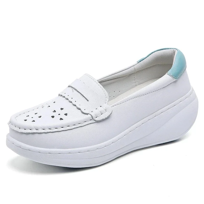 Nurse's shoes Women's spring and summer soft soles breathable thick soles Women's shoes Hollow medical work white shoes 2