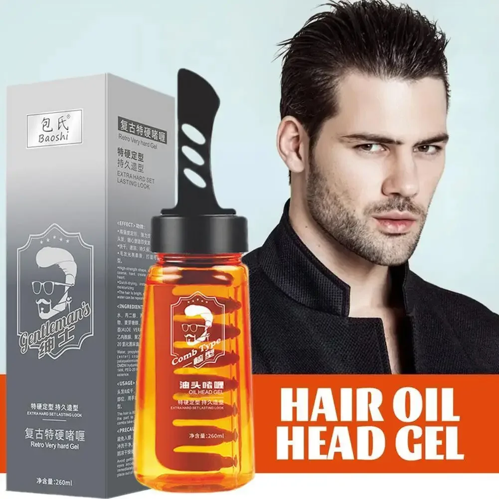 260ml S6O9 Men's Hair Wax Gel With Comb Long Lasting Hold Quick Cream Hair Oil Styling Wax Pomade Oil Hair Dry