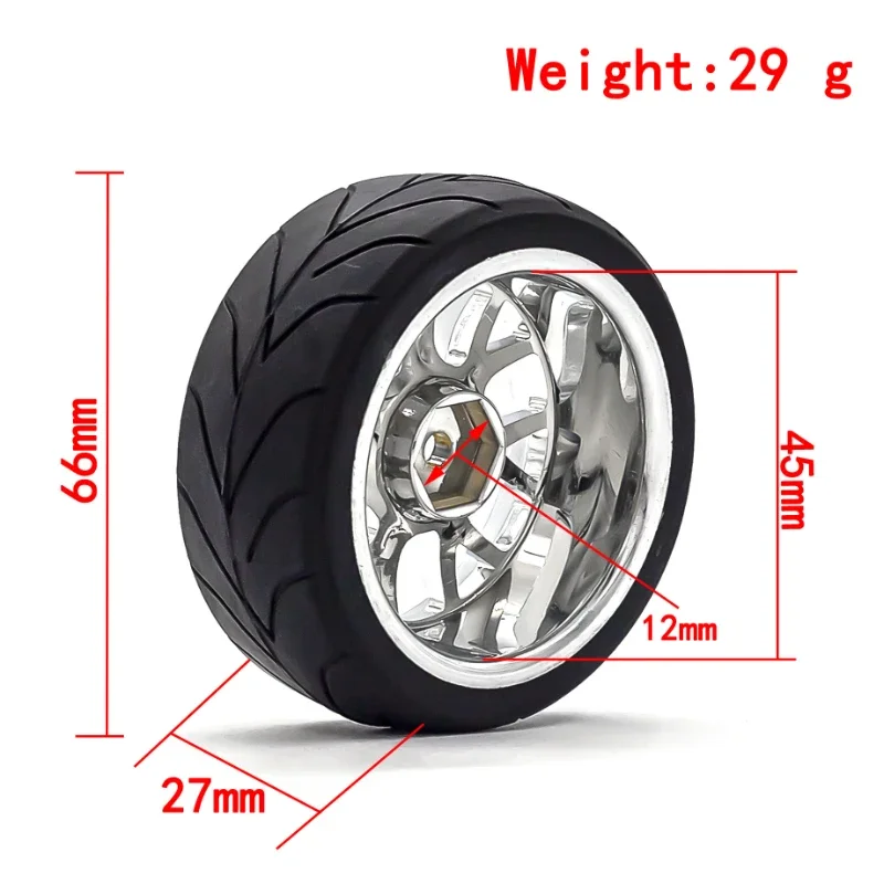 4PCS 66mm 1/10 On Road Tires & Wheels Rims 12mm Hex Hub for Redcat HPI Tamiya Exceed RC Touring Car HSP 144001 94123 94122 CS
