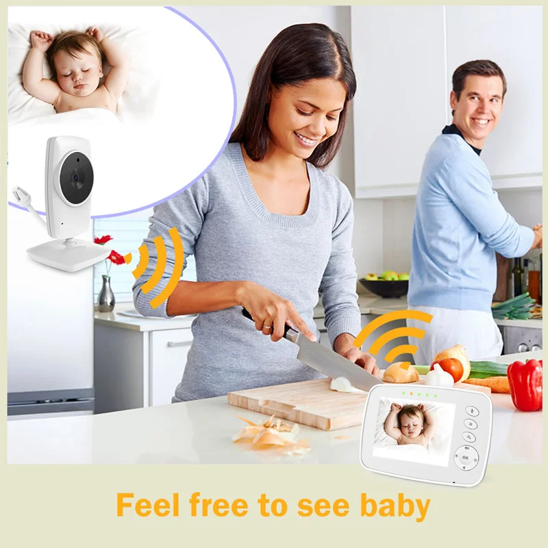 Infrared Night Vision Lullaby PlayingCaregiver 3.2 Inch Wireless Baby Monitor Room Temperature Monitoring Two-way Voice Intercom