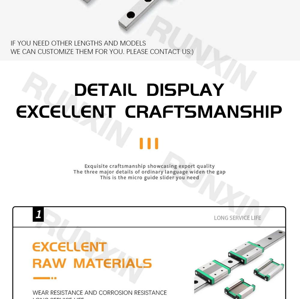 Description Picture 3 of itemRXTNC 1pcs MGN7 MGN9 MGN12 MGN15 L100-1000mm miniature linear rail+1pcs bearing steel MGN linear guide block for 3d printer part