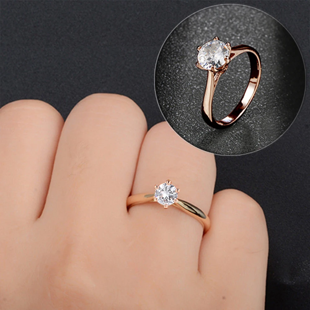 Anillo clásico para mujer con circonitas, joyería de regalo - ahorro, image size:1000x1000