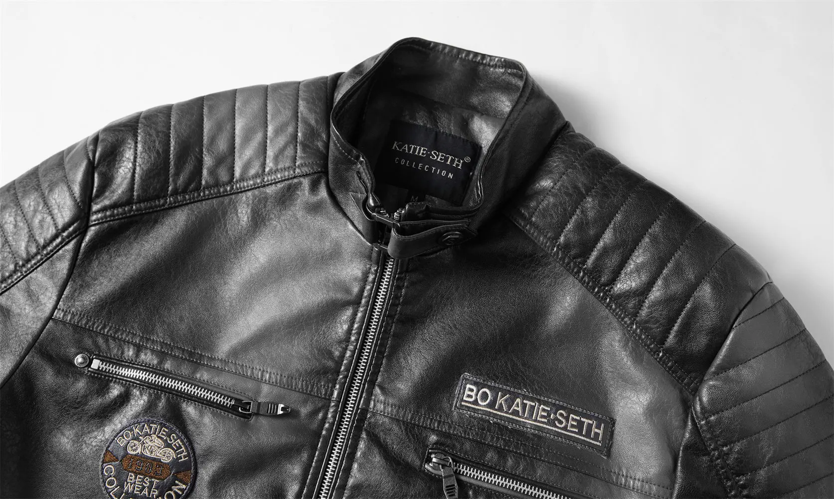 Green Leather Jacket Men Winter Fleece Motorcycle PU Bomber Leahter Jacket Male Stand Collar Casual Ropa De Hombre Slim Coat - 5